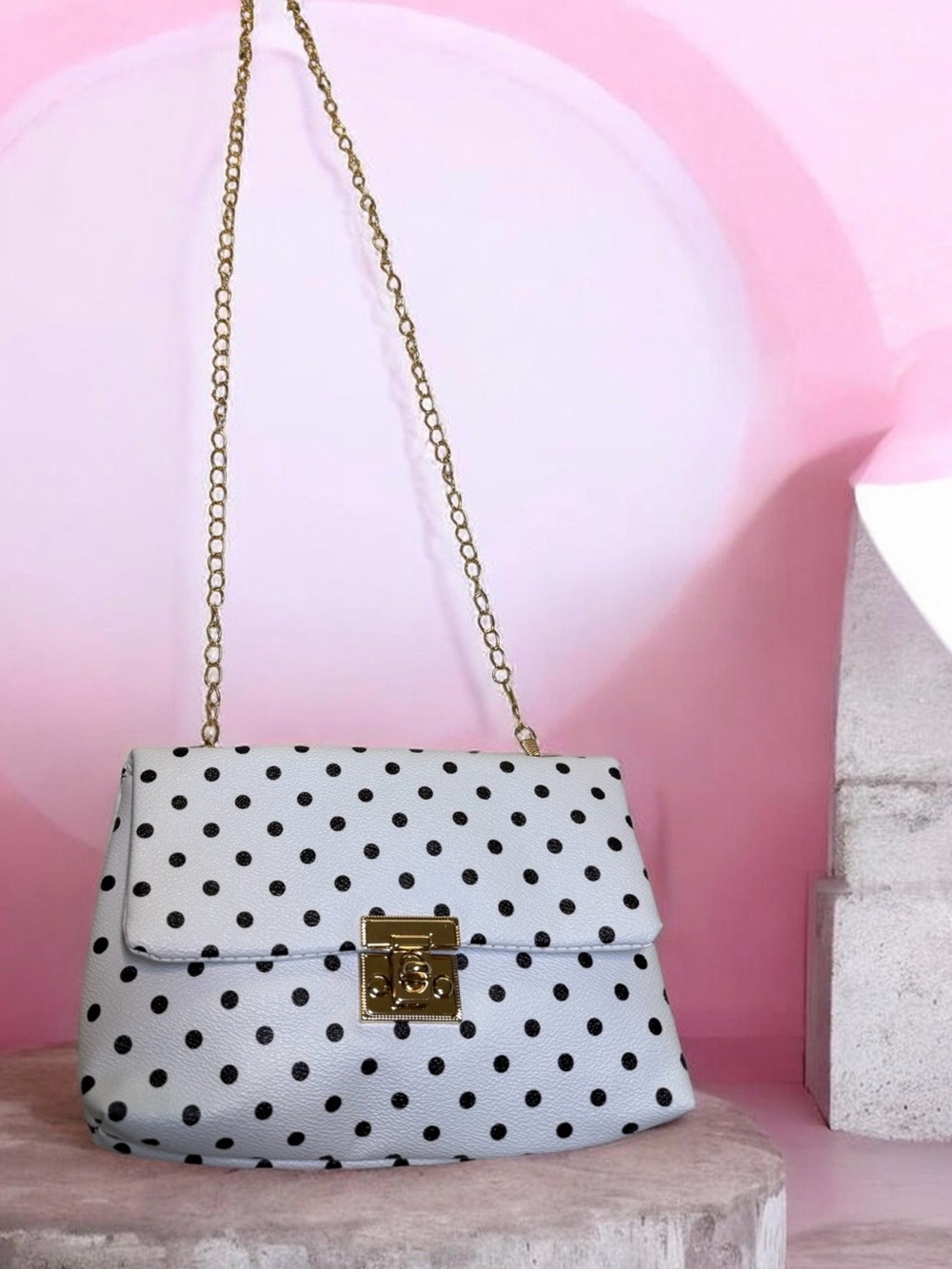 New Purse Black and White Polka-Dot Style Shoulder Bag for Women’s.